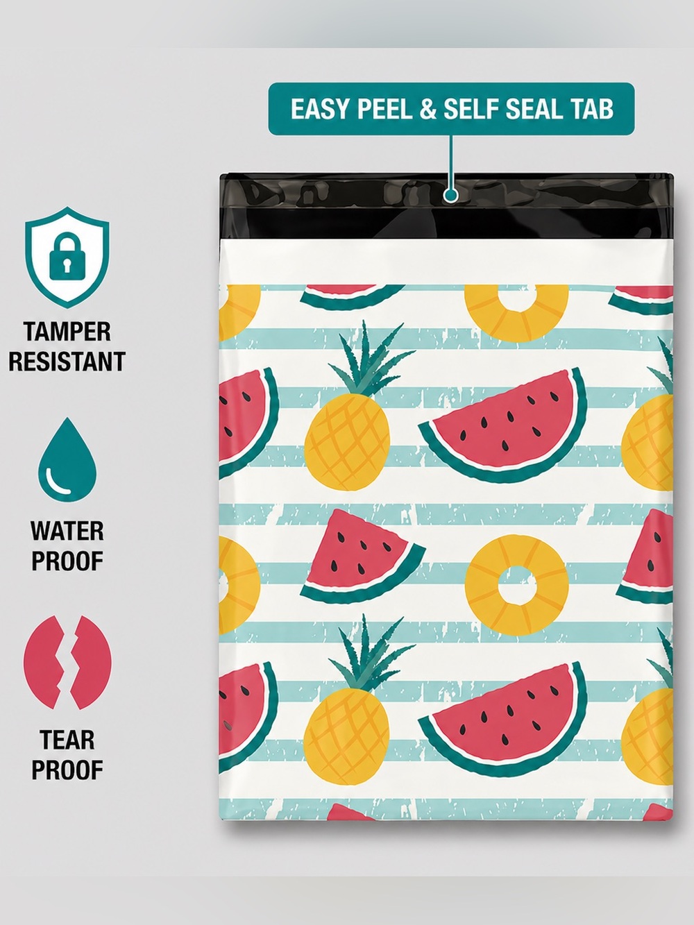 20 Watermelon Pineapple Fruit Polymailers 10x13 Shipping Bags Boutique Packaging - Picture 4 of 5